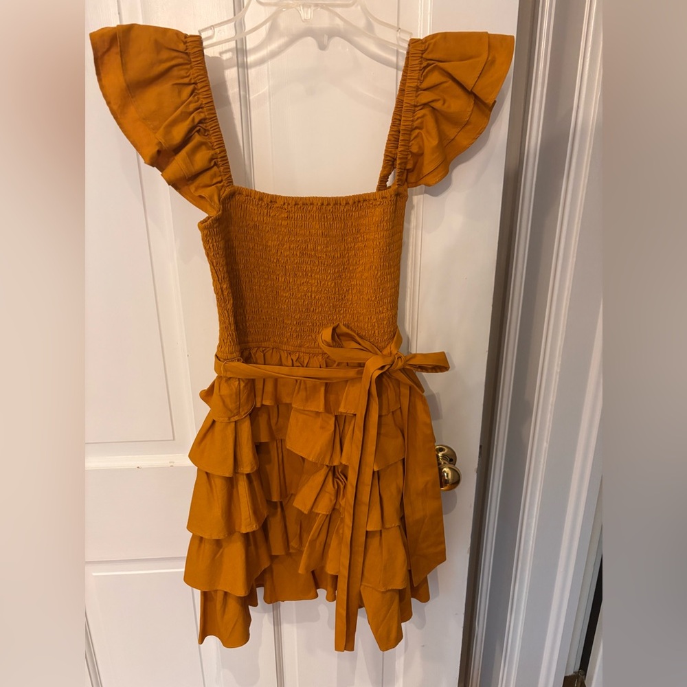 Tularosa Mustard Smocked Dress